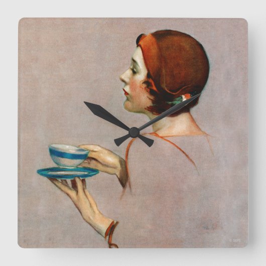 Cup of Java Quadratische Wanduhr (Vorderseite)