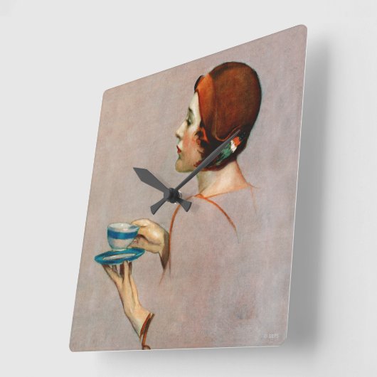 Cup of Java Quadratische Wanduhr (Winkel)