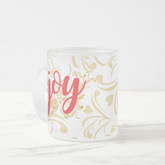 Cup of Joy Red and Gold personalized Mug Mattglastasse (Vorderseite Links)