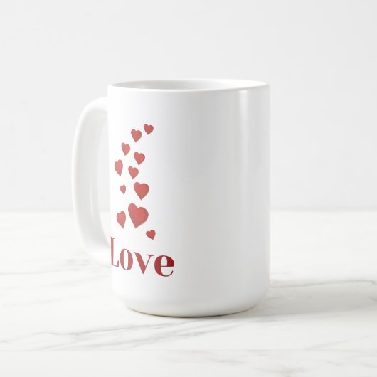 Cup of LOVE with hearts. Kaffeetasse (Vorderseite Links)