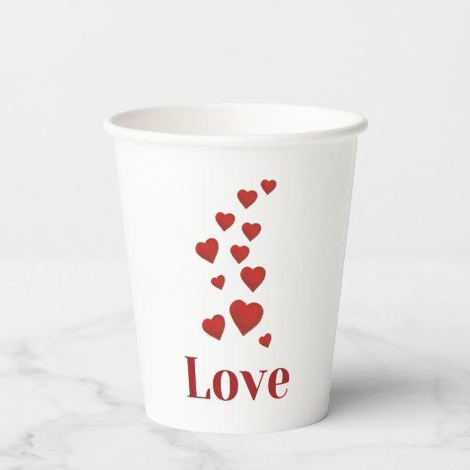 Cup of LOVE with hearts. Pappbecher (Rückseite)