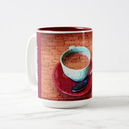 Cup Spoon Typografie Embedded Word Cloud Custom Zweifarbige Tasse (Vorderseite Links)