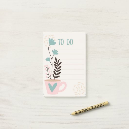 Cup und Herz Magnettrockenausfall Post-it Klebezettel (Auf Schreibtisch)