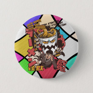 Cup von Ramen Noodle Monster, das japanische Mädch Button