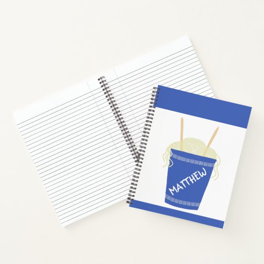 Cup von Ramen Noodles in Blue Personalisiert Notizblock (Innenseite)