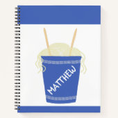 Cup von Ramen Noodles in Blue Personalisiert Notizblock (Vorderseite)