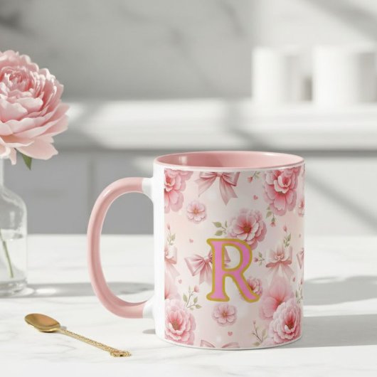 Cup with initial, Romantic cup, mug for her Tasse
