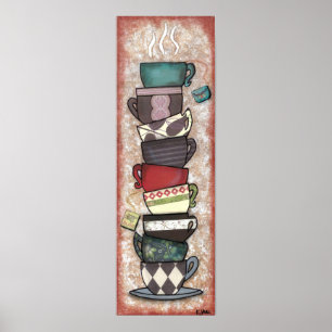 Cupapalooza - Kaffee, Tee Cups - Originelle Kunst Poster