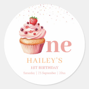 Cupcake 1. Geburtstag Einladung Sweet Leckereien P Runder Aufkleber