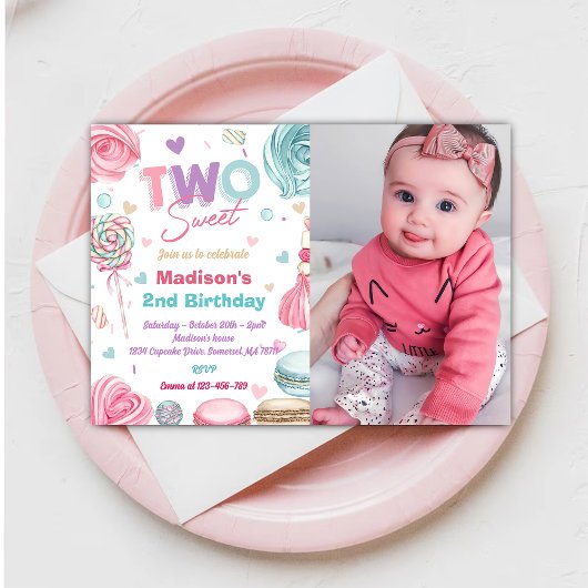 Cupcake 2. Geburtstag Party Zwei süße Süßigkeiten Einladung