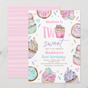 Cupcake 2. Geburtstag Party Zwei Süßigkeiten Candy Einladung