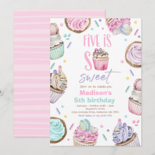 Cupcake 5. Geburtstagsparty Five ist so süß Candy Einladung