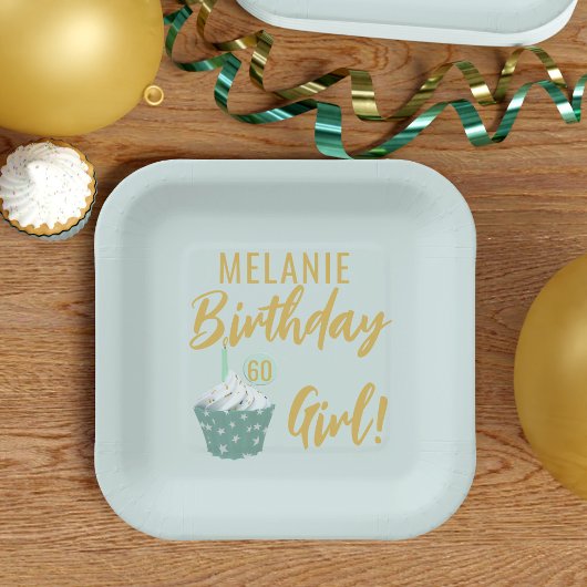 Cupcake 60. Geburtstag Girl Party Paper Plate Pappteller
