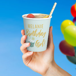 Cupcake 60. Geburtstag Mädchen Mint Green 8oz Pappbecher