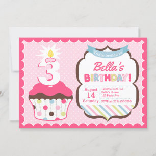 Cupcake Age Candle Girly Einladung zum Geburtstag