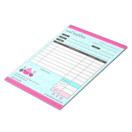 Cupcake and Cake Pops Receipt Order Form Notizblock (angewinkelt)
