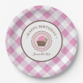 Cupcake and Pink Gingham GRILLEN Pappteller (Vorderseite)