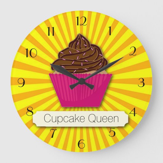 Cupcake and Sunshine Personalize Add your Text Große Wanduhr (Vorderseite)