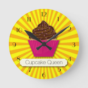 Cupcake and Sunshine Personalize Add your Text Runde Wanduhr