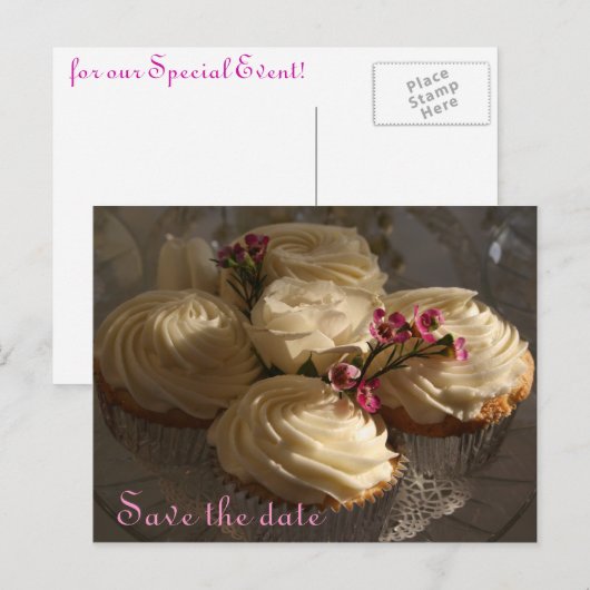 Cupcake Ankündigungspostkarte (Vorne/Hinten)