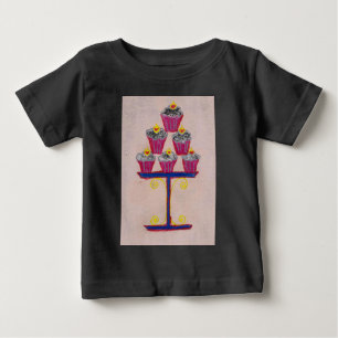 Cupcake Art Print mit Kirry und Rosa Hintergrund Baby T-shirt