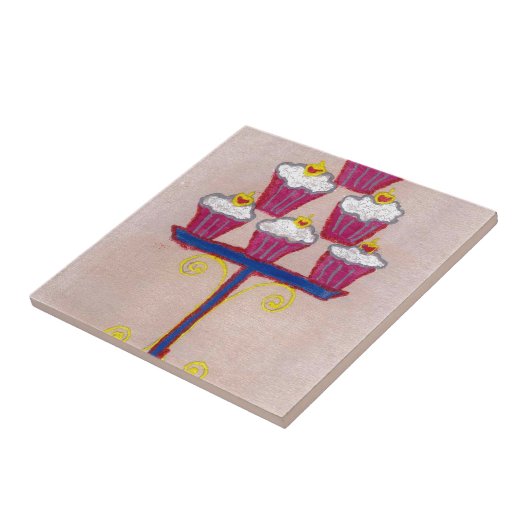 Cupcake Art Print mit Kirry und Rosa Hintergrund Fliese (Seite)