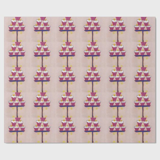 Cupcake Art Print mit Kirry und Rosa Hintergrund Geschenkpapier (Flach)