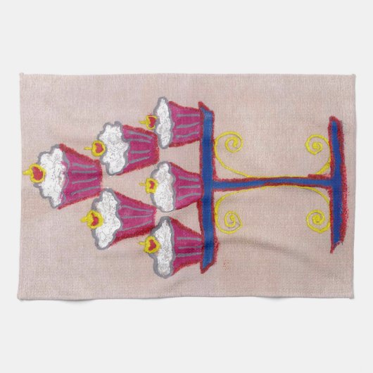 Cupcake Art Print mit Kirry und Rosa Hintergrund Handtuch (Horizontal)