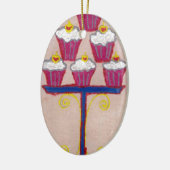 Cupcake Art Print mit Kirry und Rosa Hintergrund Keramik Ornament (Links)
