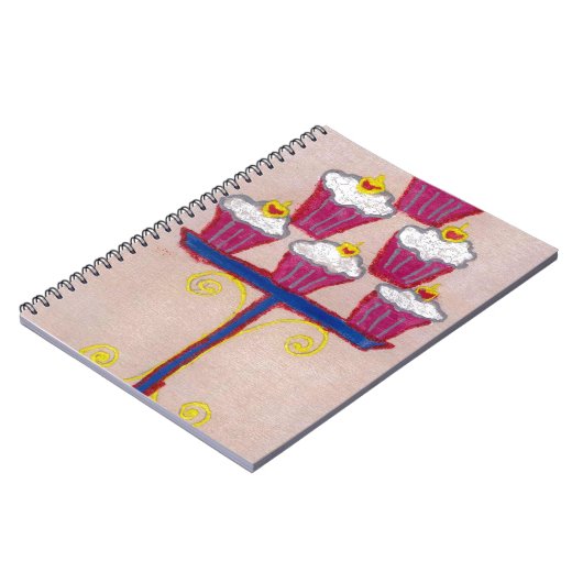 Cupcake Art Print mit Kirry und Rosa Hintergrund Notizblock (Linke Seite)