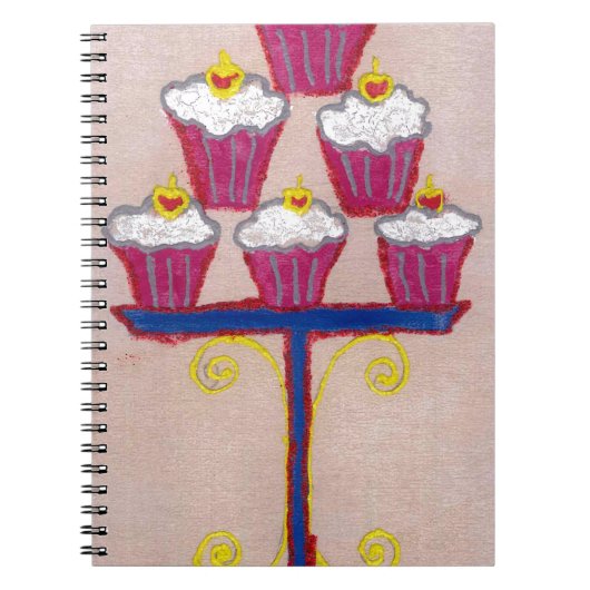 Cupcake Art Print mit Kirry und Rosa Hintergrund Notizblock (Vorderseite)