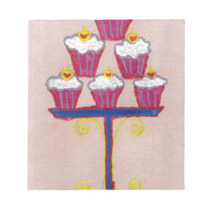 Cupcake Art Print mit Kirry und Rosa Hintergrund Notizblock