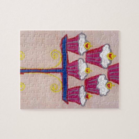 Cupcake Art Print mit Kirry und Rosa Hintergrund Puzzle (Horizontal)