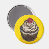 Cupcake auf Gelb Magnet (Vorderseite/Rückseite)