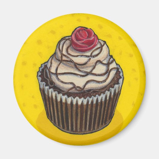 Cupcake auf Gelb Magnet (Vorne)