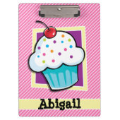 Cupcake auf rosa und weiße Streifen Klemmbrett (Vorderseite)