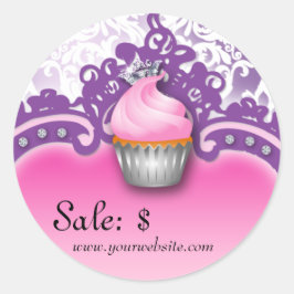 Cupcake Aufkleber Preis Markierung Kronen Damask P
