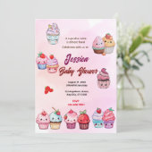 Cupcake Baby Dusche Einladung (Stehend Vorderseite)