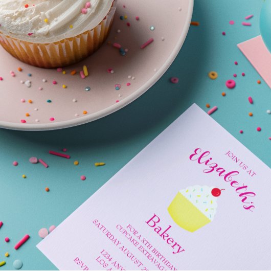 Cupcake-Back-Geburtstag Einladung