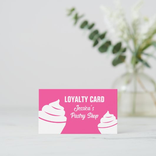 Cupcake Backbäckerei Loyalität Lochkarte Vorlage Visitenkarte (Stehend Vorderseite)