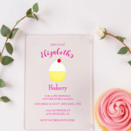 Cupcake-Backen Geburtstag Acryleinladungen