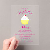 Cupcake-Backen Geburtstag Acryleinladungen (Insitu (Handheld))