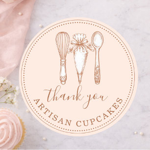 Cupcake-Bäckerei Backutensilien Produktetiketten Runder Aufkleber