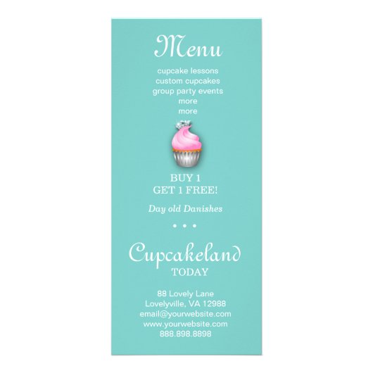 Cupcake Bäckerei Blume von Life Blue Werbekarte (Hinten)