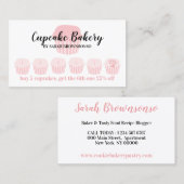 Cupcake Bäckerei Café Loyalty Loyalty Punch Ermäßi Visitenkarte (Vorne/Hinten)