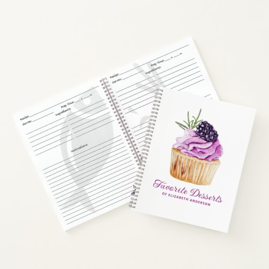 Cupcake Bäckerei Dessert Rezept Kochbuch Notebook Notizblock (Innenseite)