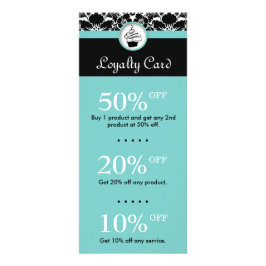 Cupcake Bäckerei Desserts Blumen Damask Blue Werbekarte