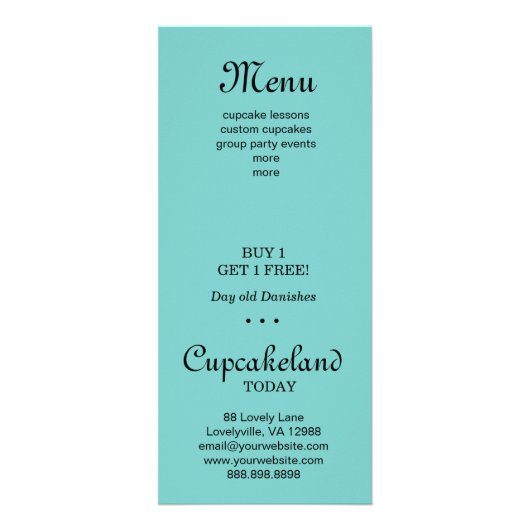 Cupcake Bäckerei Desserts Blumen Damask Blue Werbekarte (Hinten)