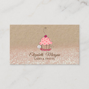 Cupcake, Bäckerei Glitzer Ombre Rustic Kraft Visitenkarte
