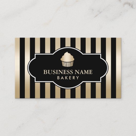 Cupcake Bäckerei Klassische schwarze und goldene S Visitenkarte (Vorderseite)